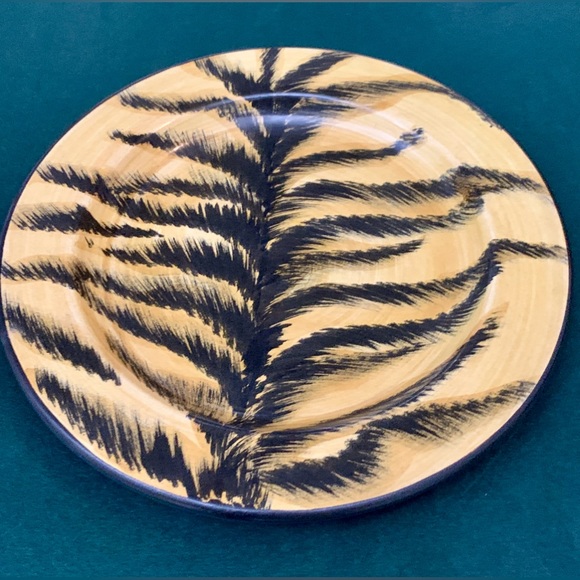 1996 Vintage Laurie Gates Safari Animal Print Tiger Salad Plate - Picture 4 of 10